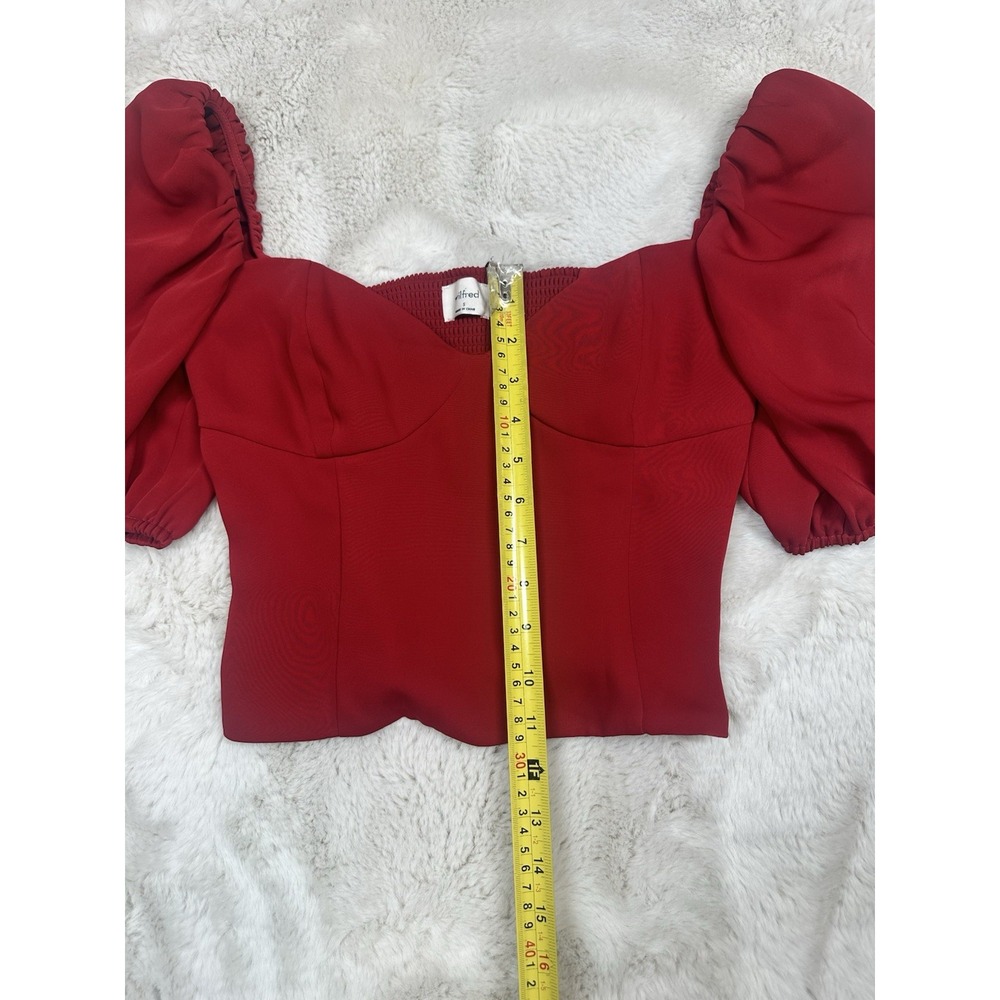 Wilfred Women's Novella Blouse Small Red Sweetheart Neck Smock Puff Sleeve - Picture 15 of 16